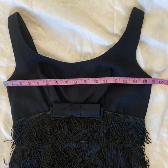Vintage Black Fringe Cocktail Dress with Bow XS/S - Picture 9 of 9